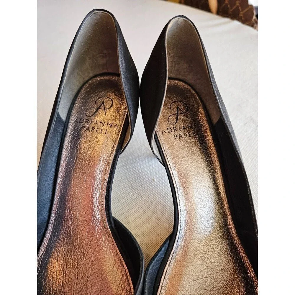 Black Satin Peep Toe Heels With Rosette Detail 3.5